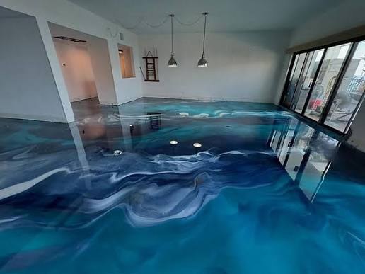 Example of a metallic epoxy floor in an interior living space