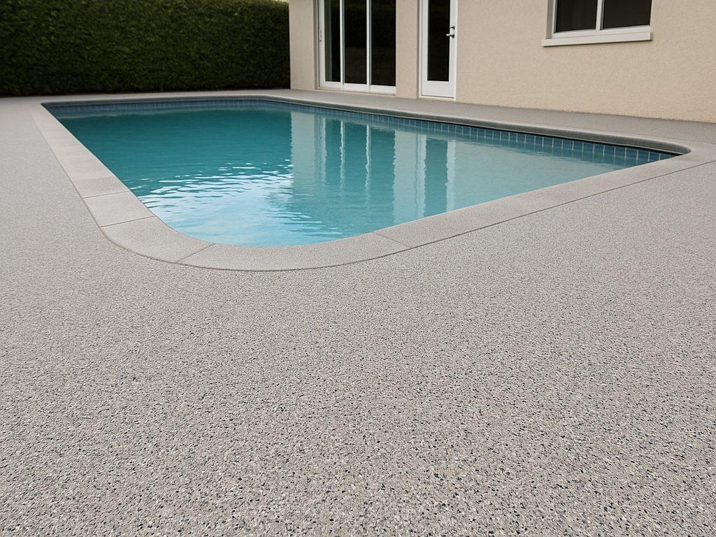 Example of a quartz broadcast finish on a pool deck